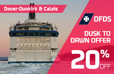 20% de descuento desde Dusk to Dawn con DFDS: rutas de Dover-Calais y Dunkerque. 20% de descuento desde Dusk to Dawn con DFDS: rutas de Dover-Calais y Dunkerque.
