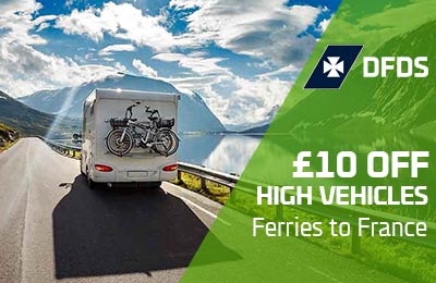 £ 10 korting Camper & Caravan Reizen: Dover naar Frankrijk.